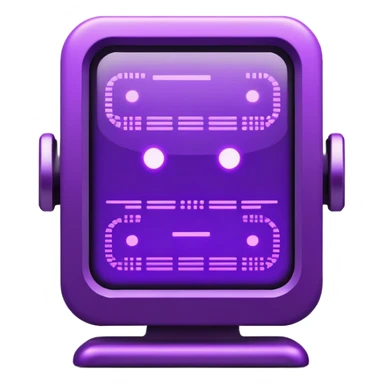 A futuristic terminal prompt colored purple ascii characters retro style sticker