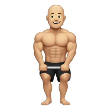 bald man lifting weights dumbells sticker