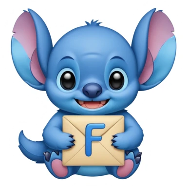 Stitch with the alphabet f sticker
