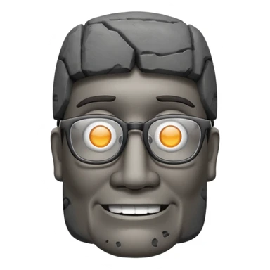Un moai tranquilo con unos lentes y una sonrisa simple sin mostrar los dientes sticker
