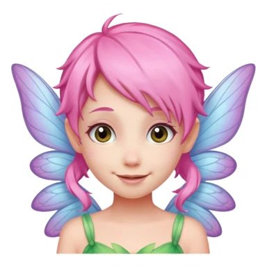 A tiny pastel fairy with pink  hair with glowing wings and a sweet smile  sticker