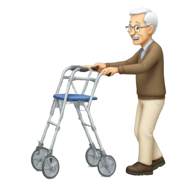 Elderly man using a walker  sticker