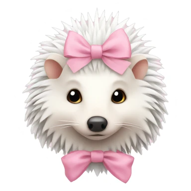 White hedgehog with pastel pink bow sticker