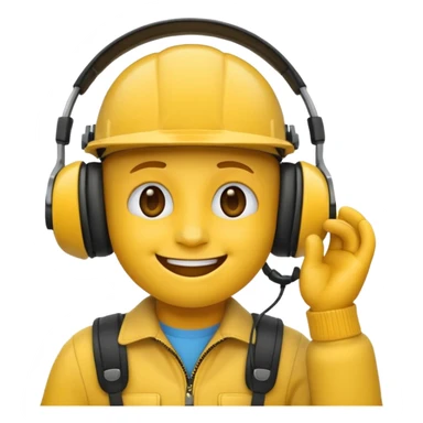 un emoji qui écoute de la musique avec un casque avec un léger sourire sticker