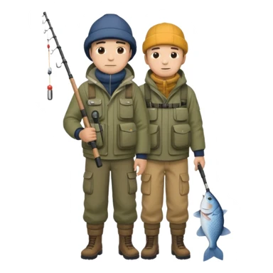 Father and son in fishing gear are cold full body sticker