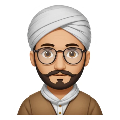 A kashmiri  criminal daku whose white face is somewhat triangular and little facial hair wears specs sticker