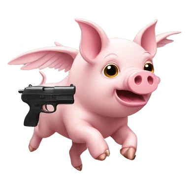 Flying pig  with gun  sticker