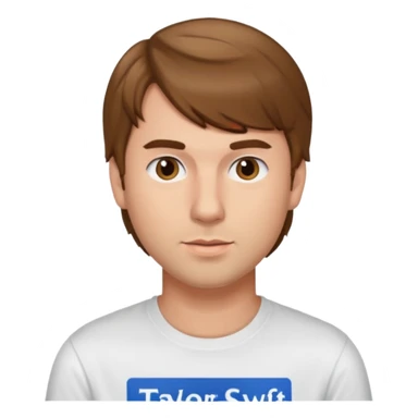 Brown haired man wearing a Taylor swift shirt  sticker