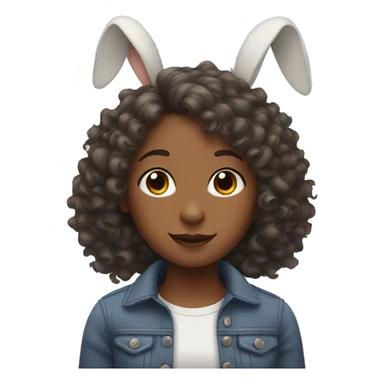 A girl with curly Hair with rabbit ears  sticker