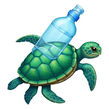turtle with plastic bottle sticker