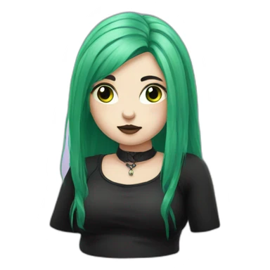 Chubby Goth girl long green hair sticker