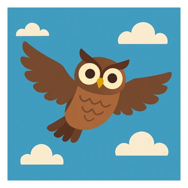 Flat design style owl in the sky sticker