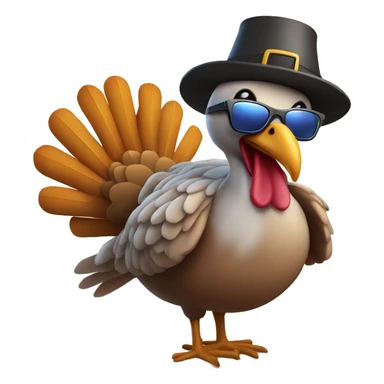 Thanksgiving turkey with sunglasses on by the beach sticker