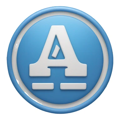 a blue circle with the letter A  sticker