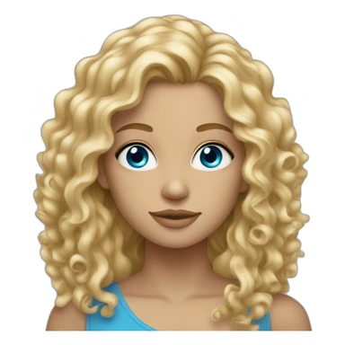 curly blonde long haired woman with blue eyes sticker