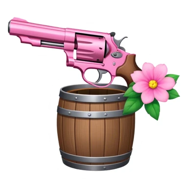Pink revolver with a flower in a barrel sticker
