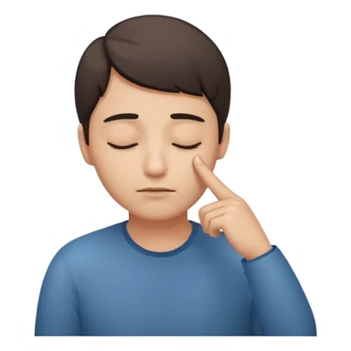 Una persona tocándose la cabeza con un dedo y los ojos serrados  sticker