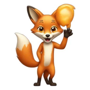 fox waving goog bye sticker