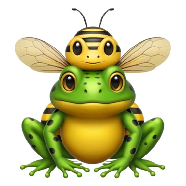 A bee sitting on a frogs head sticker