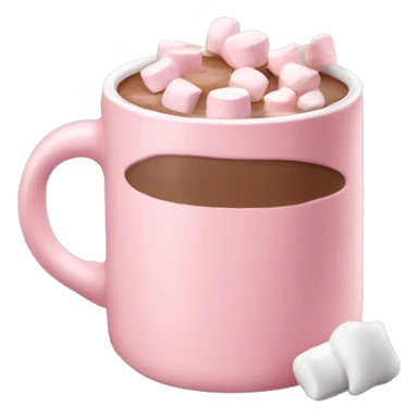 Light Pink mug of hot chocolate with marshmallows  sticker