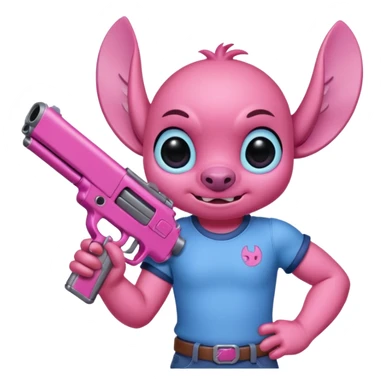 Pink stitch holding a pink gun  sticker