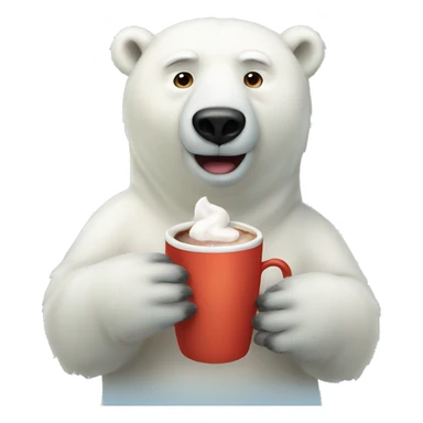 Polar bear drinking hot coco  sticker