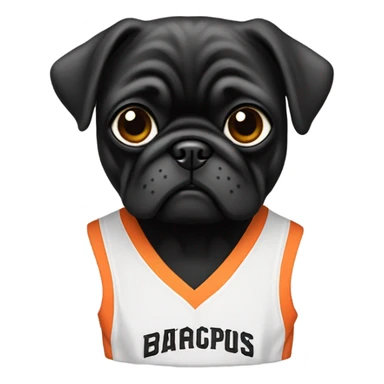 Black pug in a San Francisco basketball uniform sticker