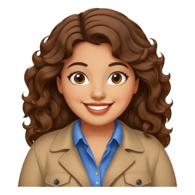 30 yr old italian woman, chubby, brown wavy hair, big brown eyes, huge smile, trendy clothes sticker