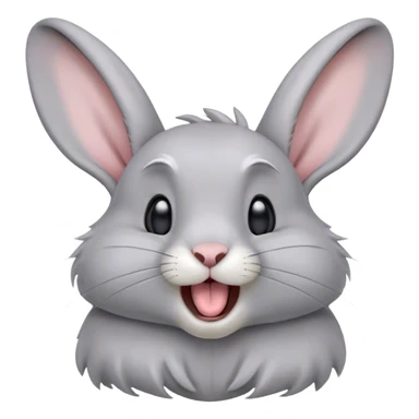 Cinematic Cute Yawning Grey Rabbit Portrait Emoji, Head tilted slightly with a dramatic, wide-open yawn, showcasing a smooth grey fur with a refined finish, floppy ears slightly drooping, round grey eyes barely open in drowsy contentment, Simplified yet irresistibly adorable features, highly detailed, glowing with a soft, cozy glow, high shine, relaxed yet expressive, stylized with a touch of whimsy, bright and endearing, soft glowing outline, capturing the essence of a sleepy yet affectionate bunny, so drowsy it feels like it could stretch out of the screen and curl up for a nap! sticker