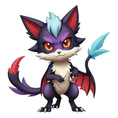 Edgy Cool Kawaii Litten-Noivern-Noibat-Absol-Pokémon Full Body sticker