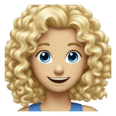 Curly blonde haired girls with blue eyes and a big smile with thumbs up sticker
