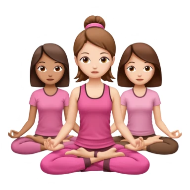 3 girls meditating dressing pink and brown clothers sticker