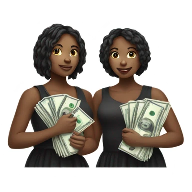 Pretty black twins with money sticker