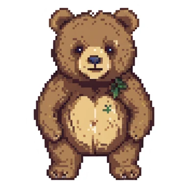 pixel art of a big bear with a visible scar on its cheek sticker