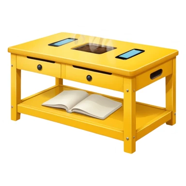 yellow coffe table, coffee on top
 sticker