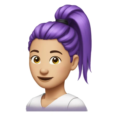 purple hair pony tail bun sticker