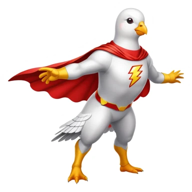 white pigeon wearing Flash superhero suit sticker