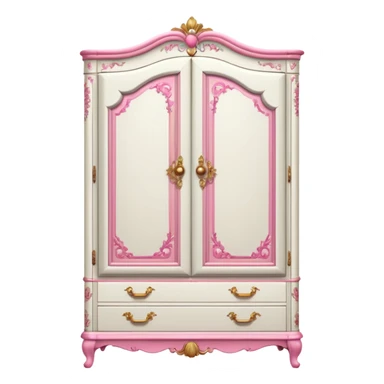 Vintage white wardrobe with pink details sticker