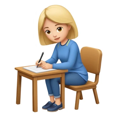 woman sitting and writing on a paper sticker