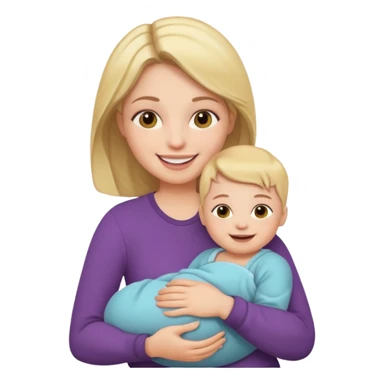 A woman holding a baby sticker