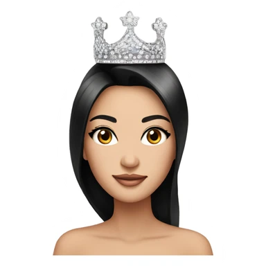 Miss universe south east Asian with long straight black hair with a crown sticker