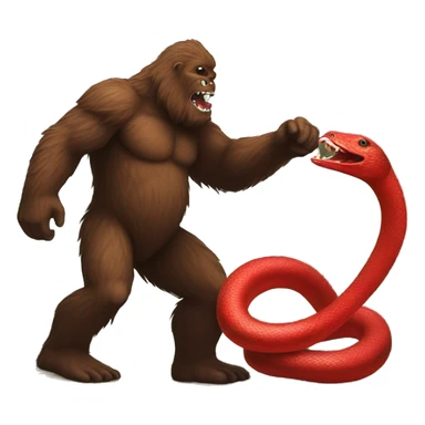 Bigfoot fighting a red snake  sticker
