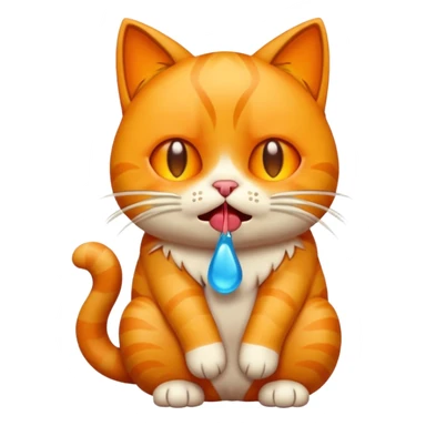 Emoji cat full body hurt and crying orange sticker