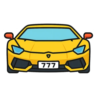 Lamborghini Aventador car with license plate 777 sticker