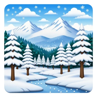 painting with snowing landscape sticker