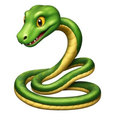 friendly anthropomorphised snake in jeans and a t-shirt, walking with a smile sticker