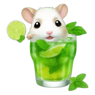 hamster on a weel drinking mojito sticker