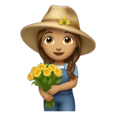 цршеу skin, Girl with a hat, brown hair straight to the shoulders, holding a bouquet of flowers sticker