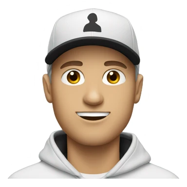 white man with hoodie and black sports cap on sticker