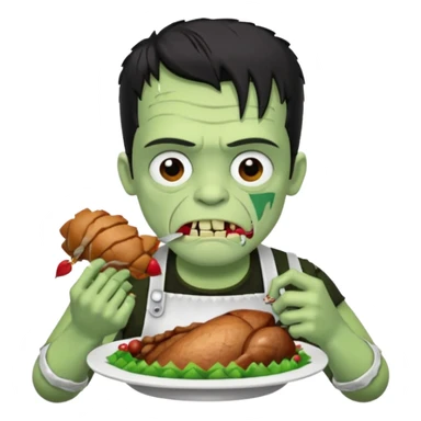 Frankenstein eating turkey sticker